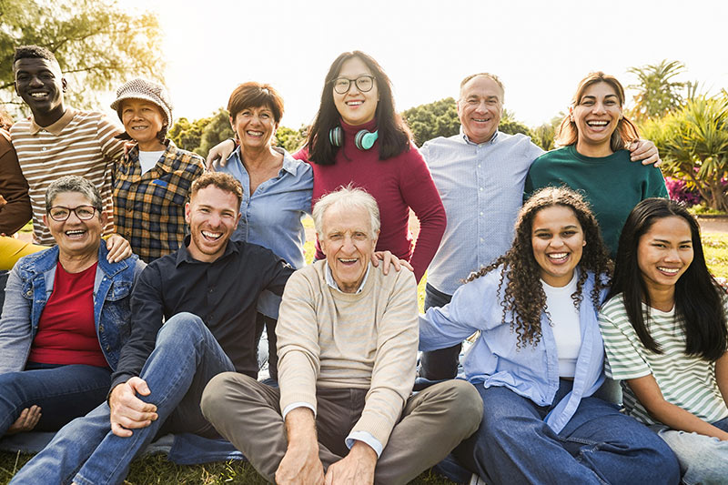 Photo of a diverse group of happy people